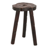 Tabouret tripode en bois, années 50