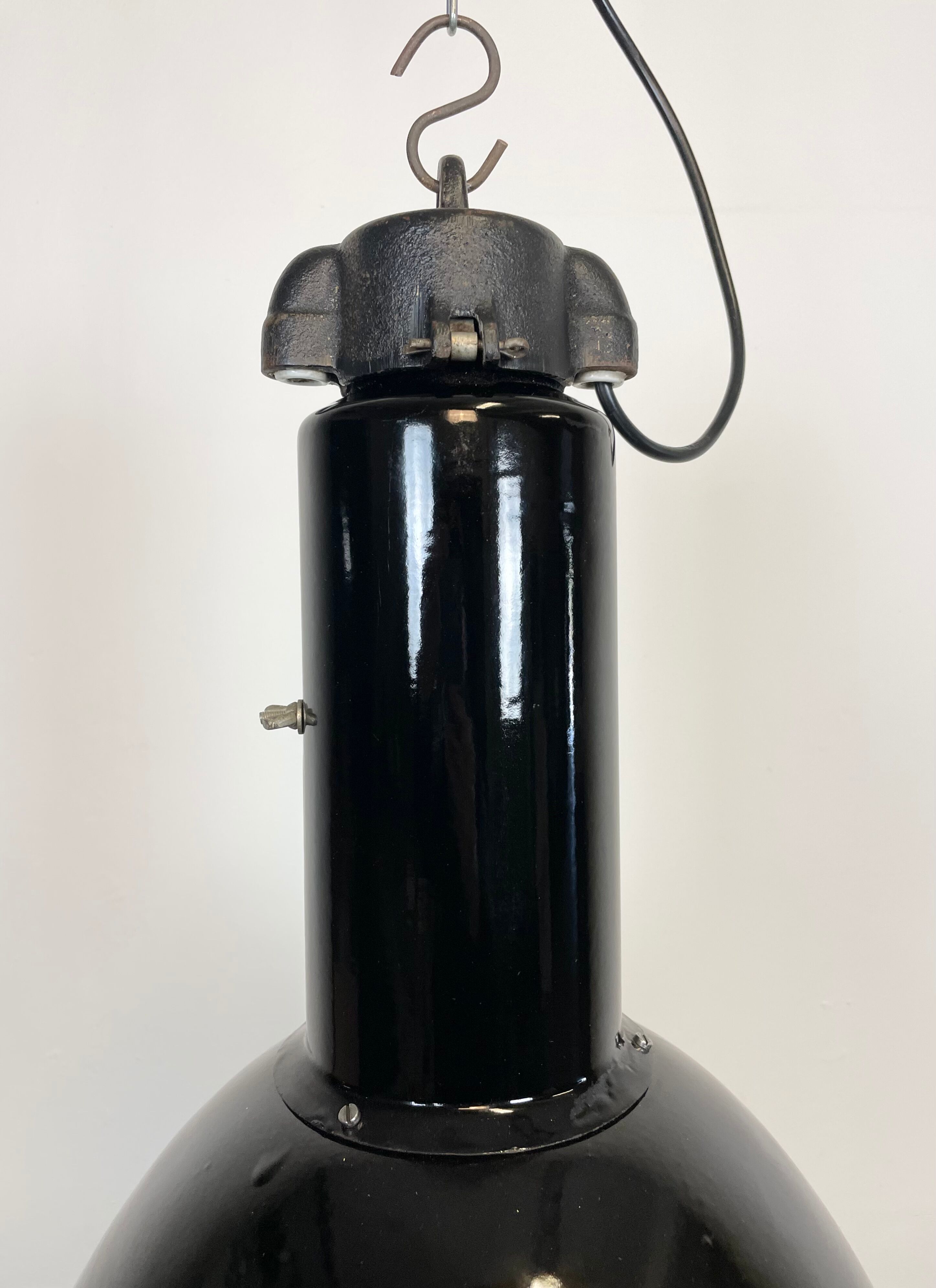 Industrial bauhaus black enamel pendant lamp, 1930s