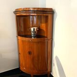Biedermeier Corner Cabinet, Cherry Veneer, Ebony Inlay, South Germany circa 1820