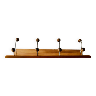 Vintage wooden wall coat rack - 8 balls