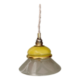 Baladeuse abat-jour vintage en verre jaune et transparent