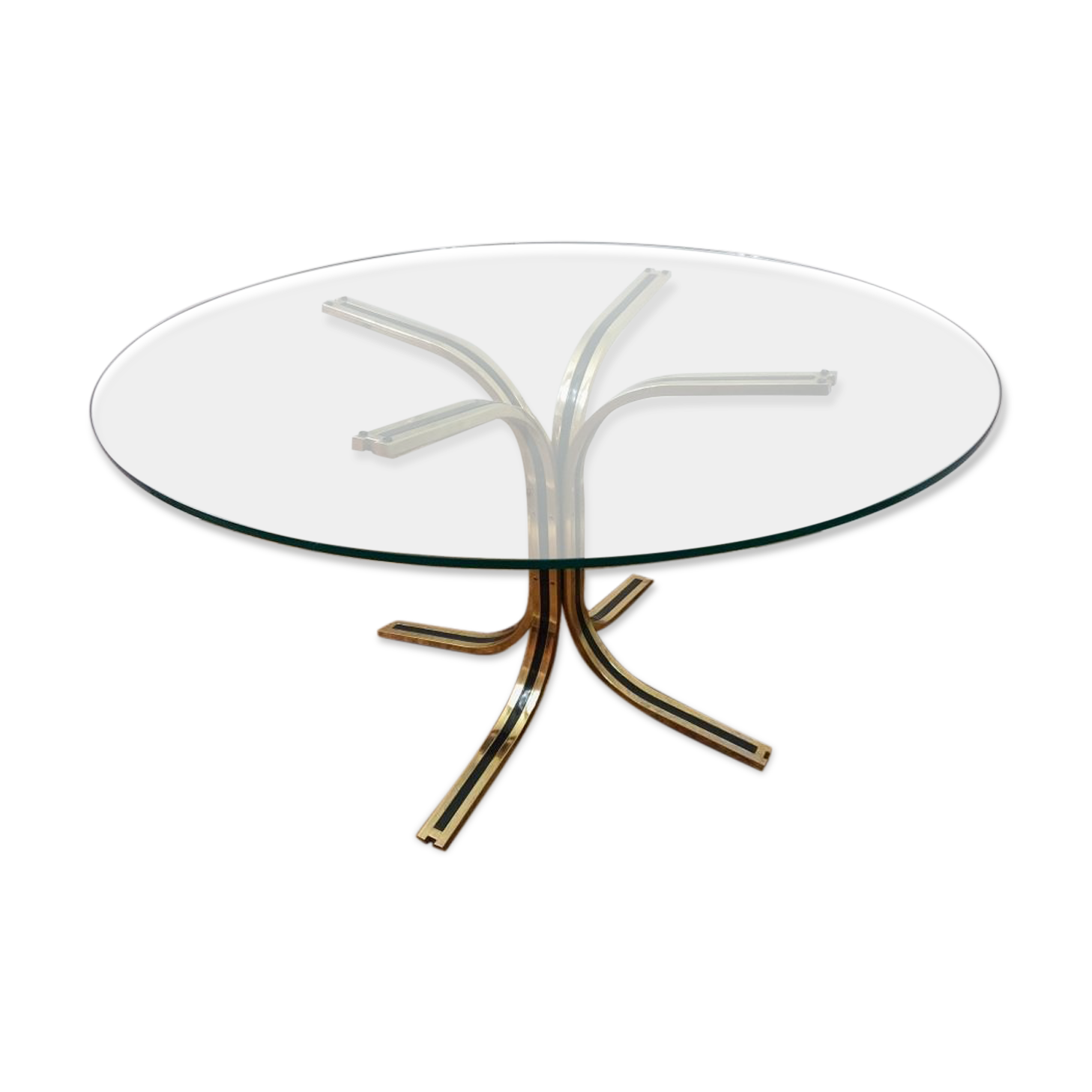 Glass round table - design 70s - Hollywood Regency