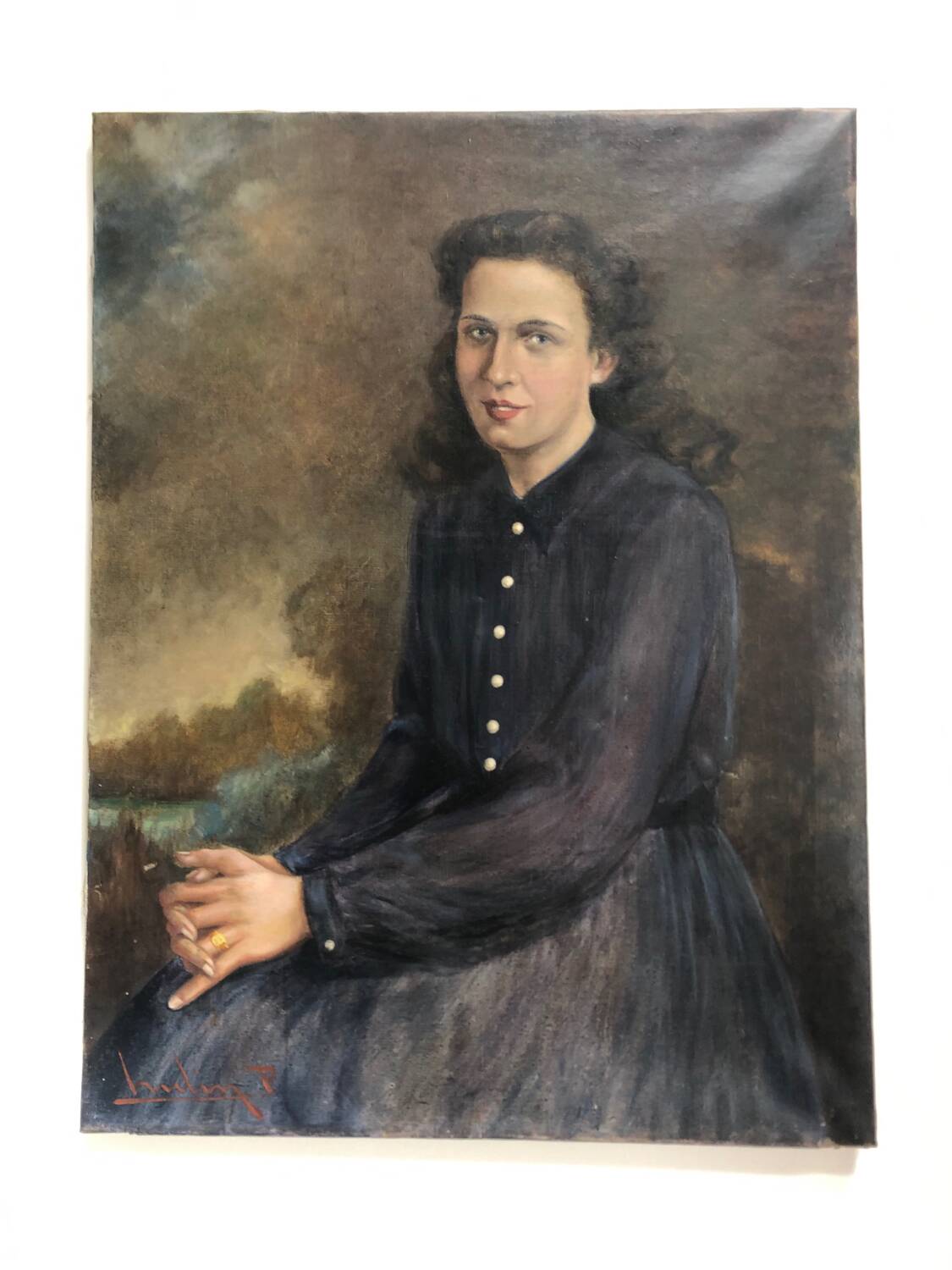 Oil portrait of a young girl by Paul Hulin