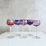 Collection of Lead Crystal Glasses, Colored Wine Glasses
