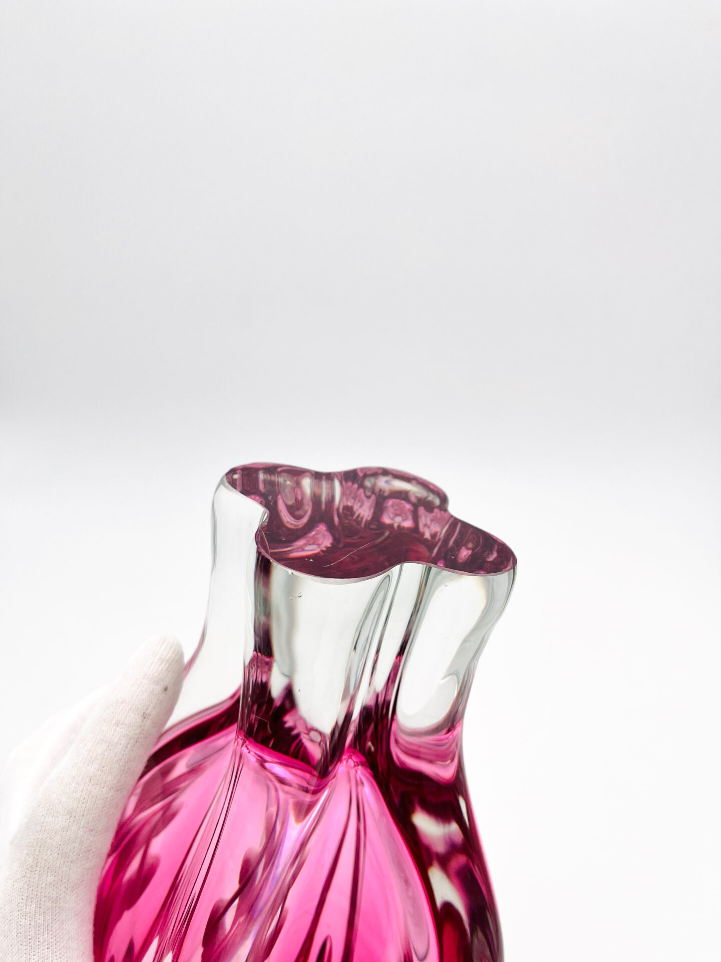 XXL Vase Josef Hospodka Chřibská Bohemian Crystal Rose 60s