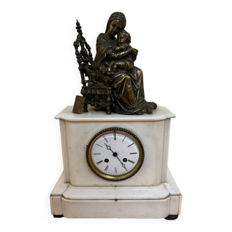 Woman and child pendulum in Bronze and white Carrara marble