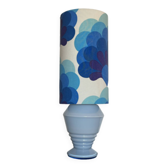 Lampe de chevet Lotus bleu - verre bleu 70s