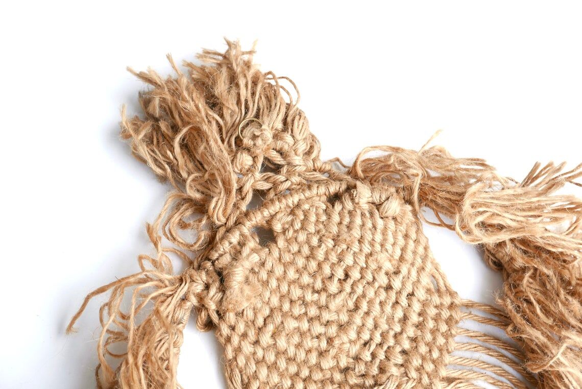 Lion wall weaving in macramé, 70s