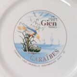 Set of 2 Gien Magellan "Caribbean" cups and saucers, vintage earthenware