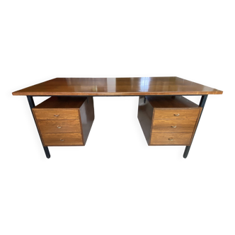 Scandinavian-style desk in rosewood and metal with 6 vintage drawers from the 1960s.