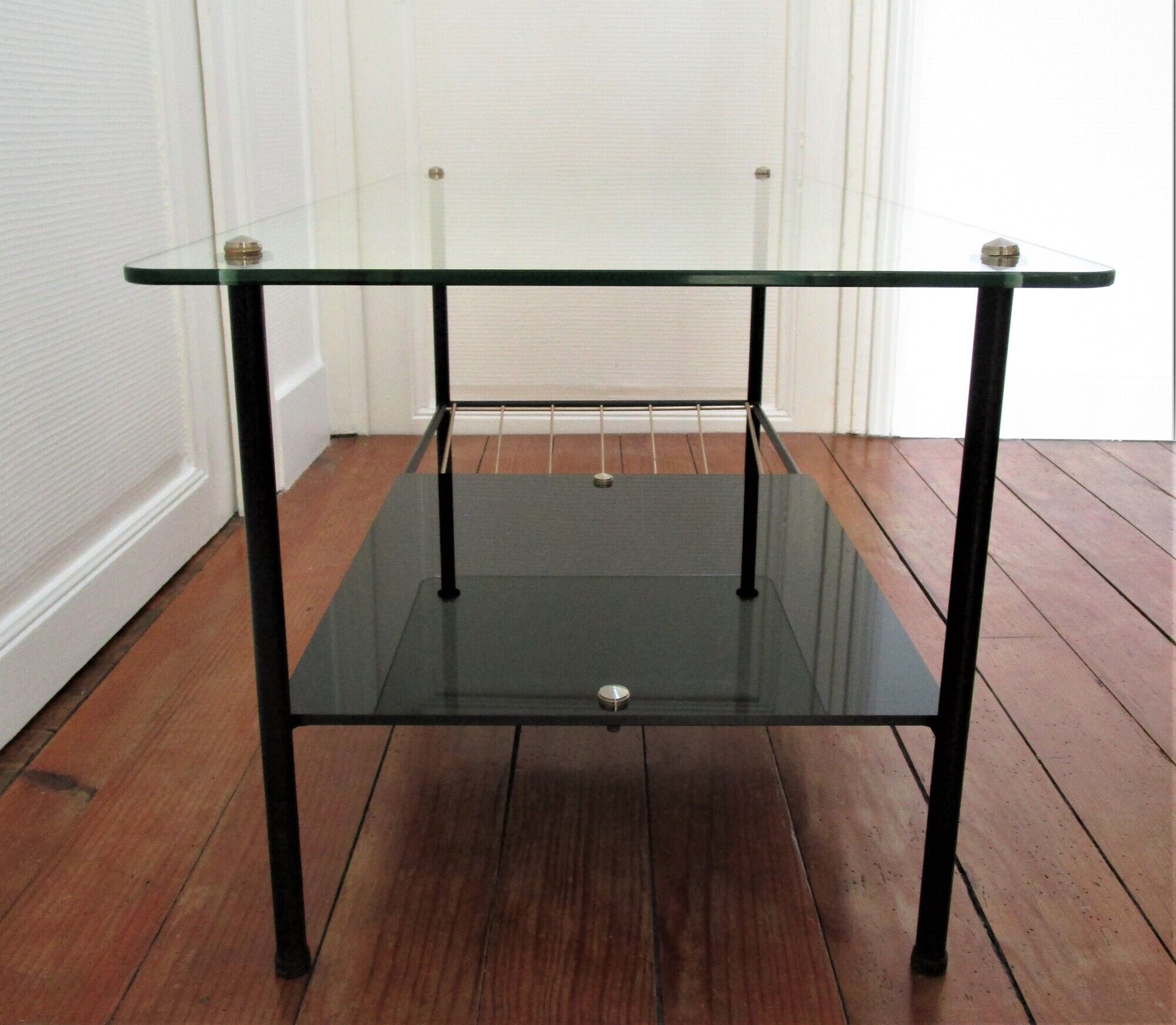 Two-tray coffee trays glass gold metal magazine holder 1960s