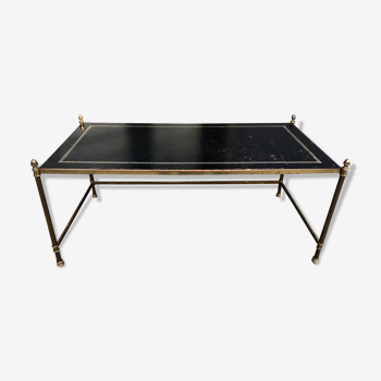 Neoclassical bass table in brass on leather