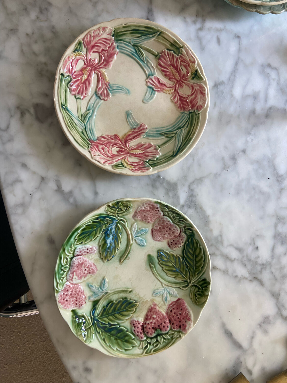 Duo of antique slip plates
