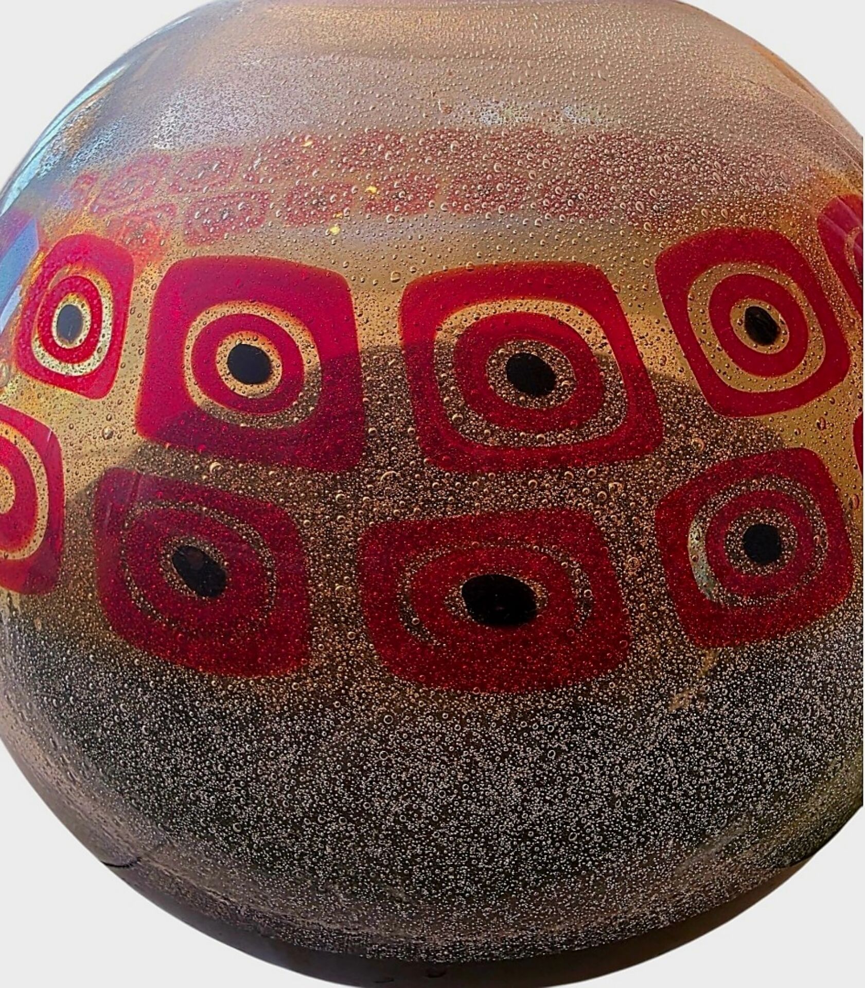 Murano blown glass vase – "Murrines" decoration and Bullicante effect