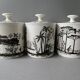 Lot of 3 pots Salins, Lucullus, grey decoration signed, 60s