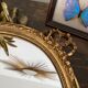 Golden oval mirror 32x44cm