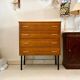 Commode 4 tiroirs en bois et métal noir années 1960