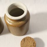 Lot de 2 pots à moutarde vintage en grès vernissé marron