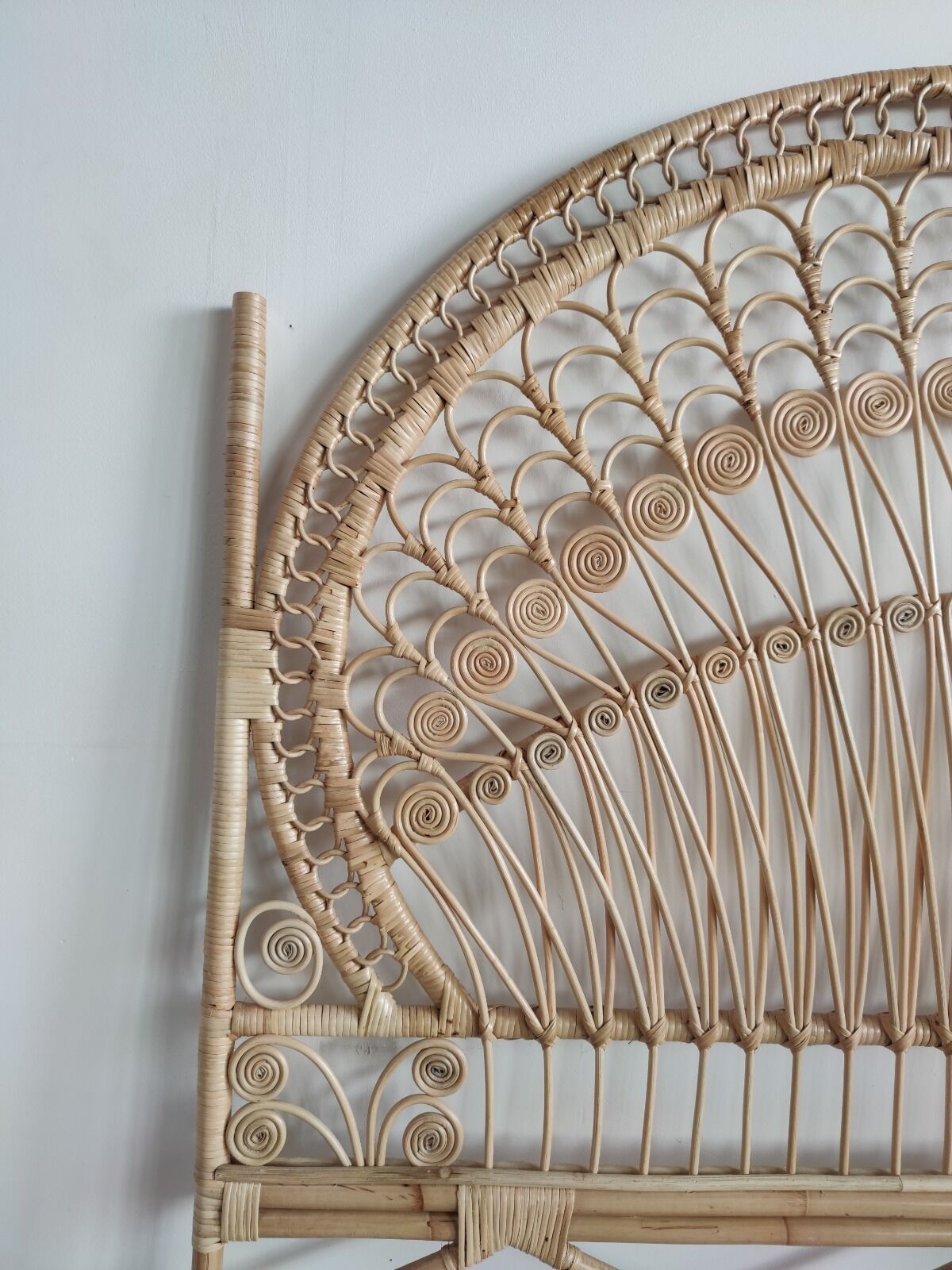 Peacock rattan headboard