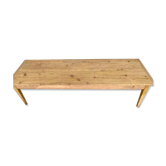 Table de ferme bar bistrot en bois clair pied fuseau