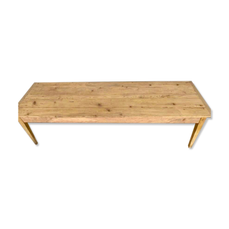 Table de ferme bar bistrot en bois clair pied fuseau