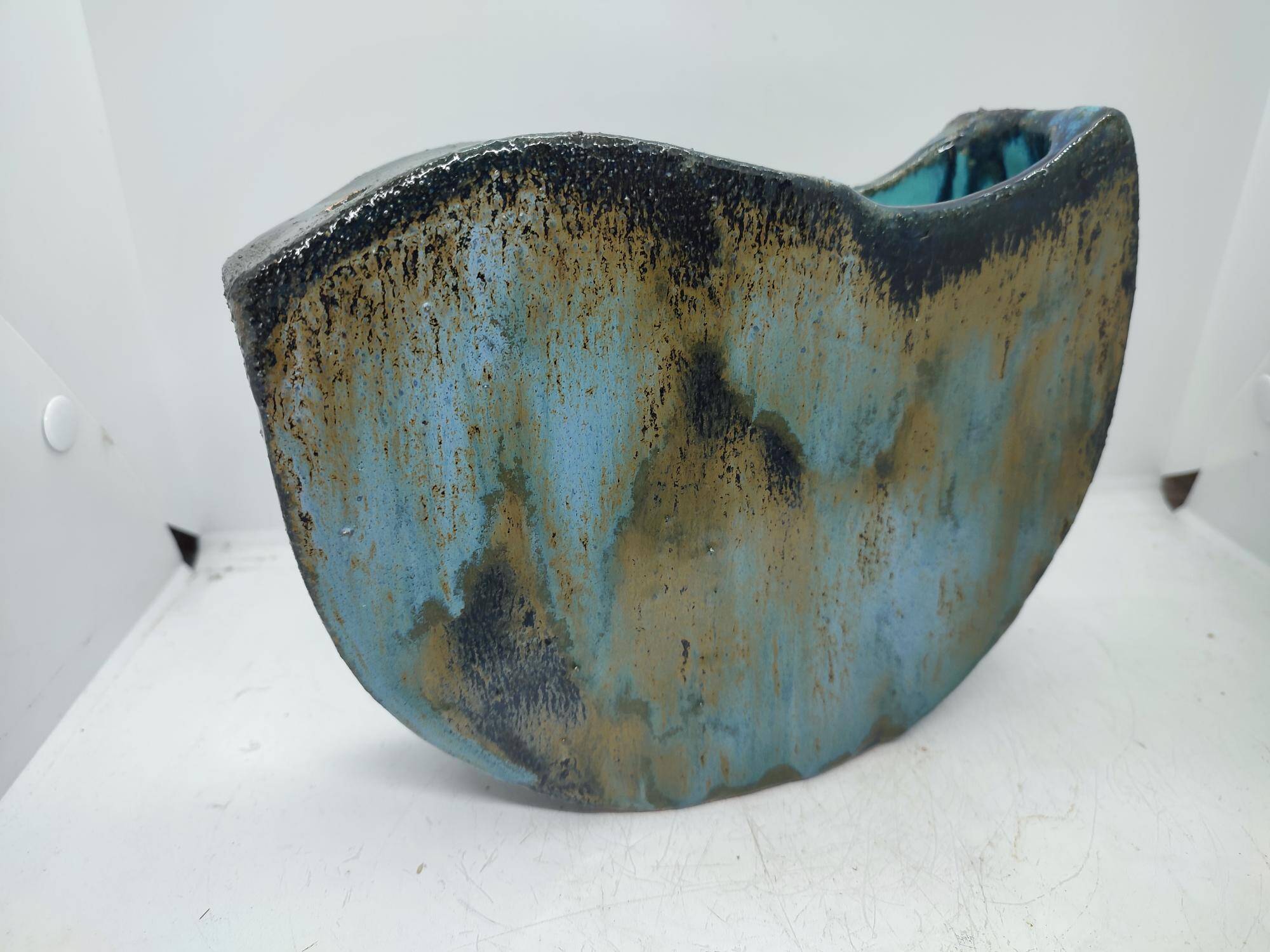superb signature glazed flower spike vase to identify in good condition
