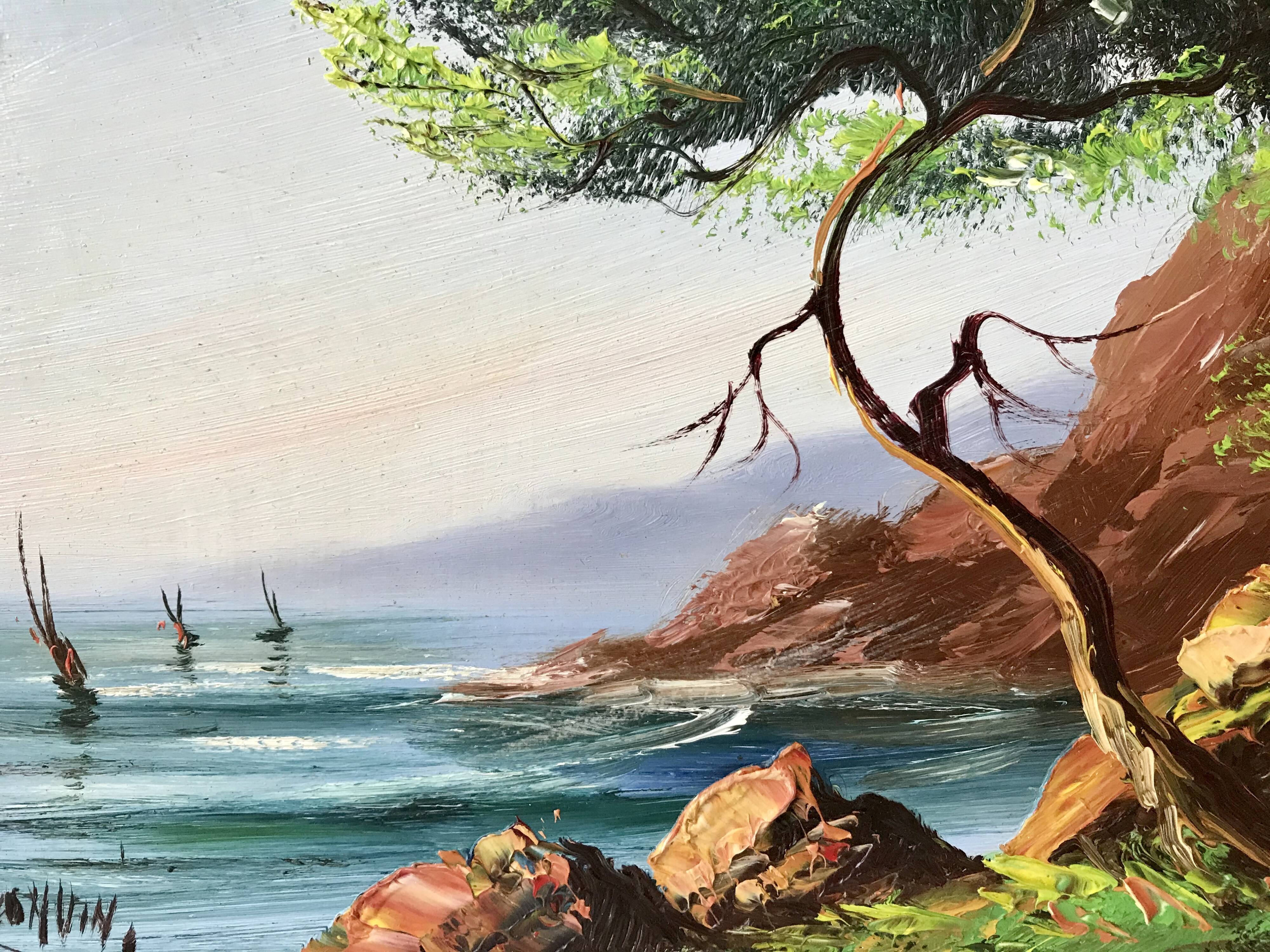 Old landscape painting calanques signed