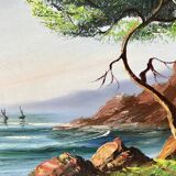 Old landscape painting calanques signed