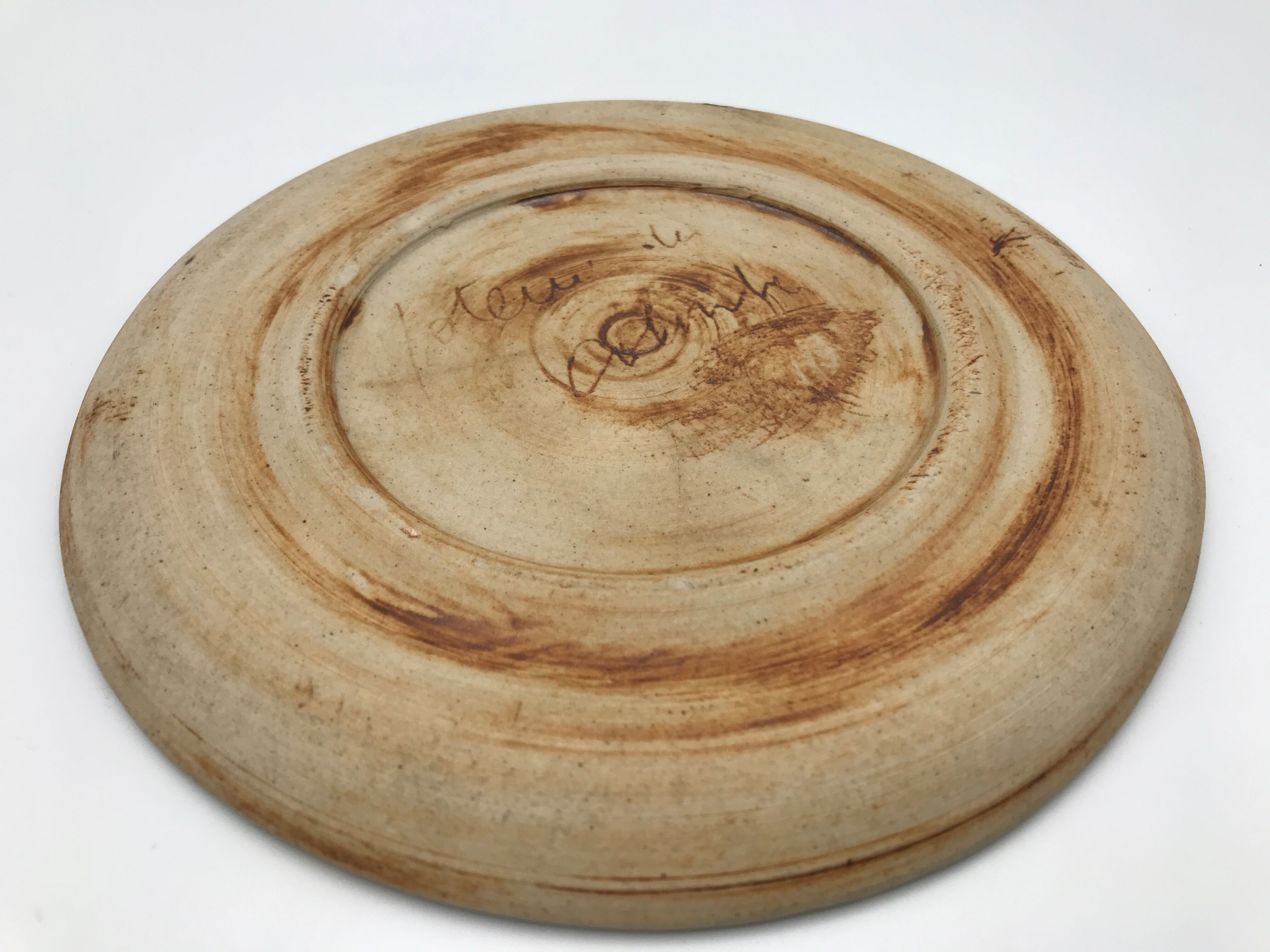 Plate vintage pottery la colombe in stoneware artistic effect vallauris 17,8 cm