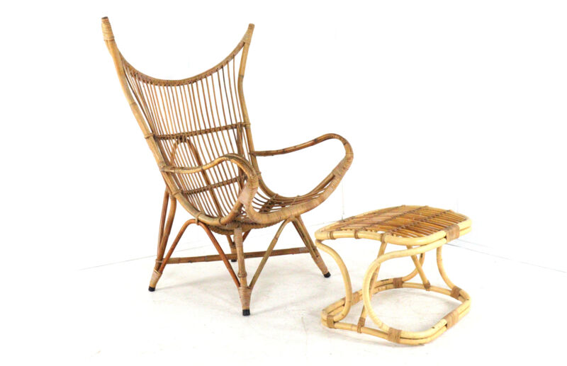 Rattan Armchair XL - mid century modern - japandi - very rare model