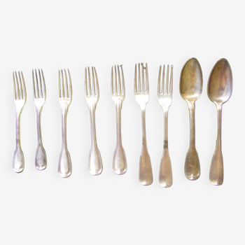 Set of nine silver cutlery