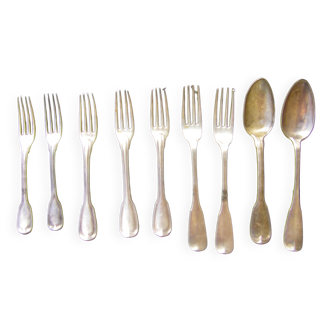 Set of nine silver cutlery