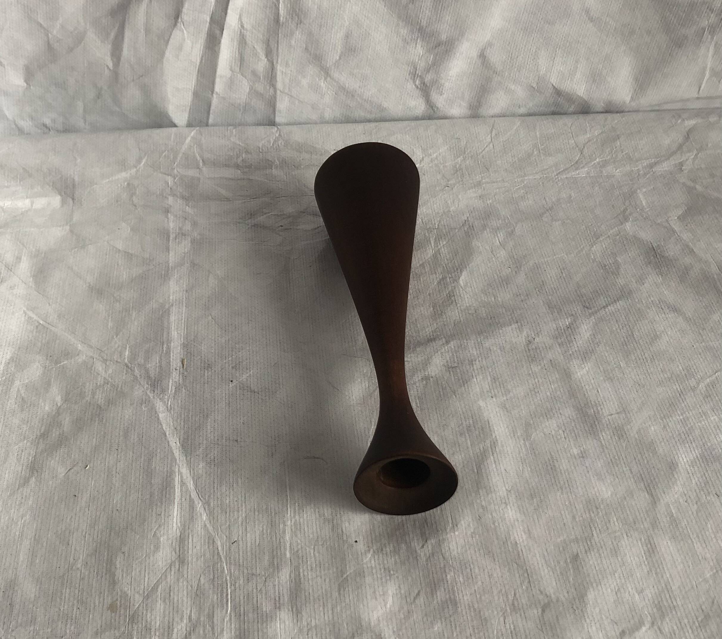 Vintage stained birch wood candle holder, Scandinavian design