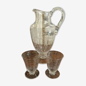Cruche et ses deux verres en crystal de Baccarat