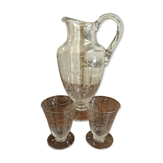 Jug and its two glasses in Baccarat crystal