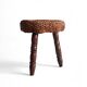 Rustic French Wood & Natural Fiber Stool/ Accent Table, Audoux-Minet Style