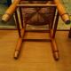 Pair of beech stools with straw seats