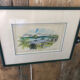 Watercolor painting nadine martinique the three islets + wood frame #a223