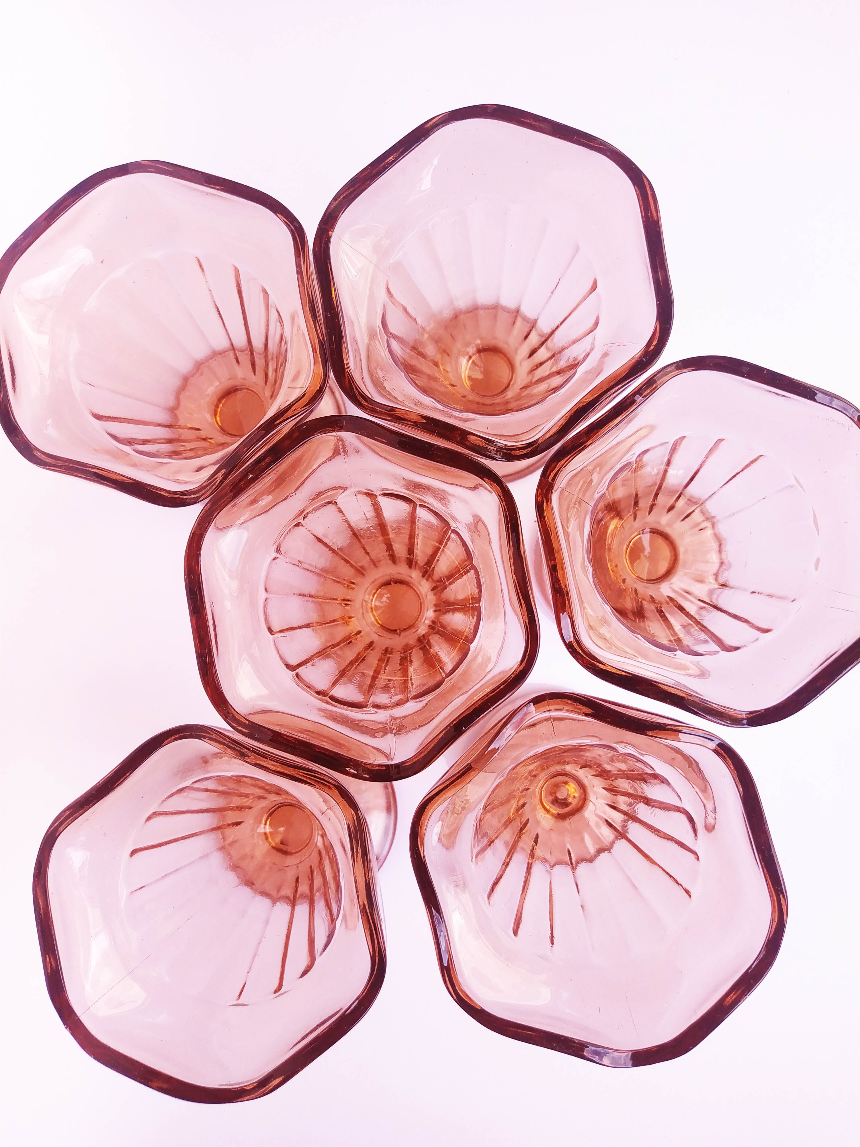 Set of 6 vintage pink ice cream cups
