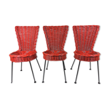 3 rattan and metal chairs 1950