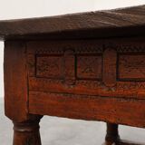 Oak hand-carved side table in wabi wabi style, Spain, 17th Century