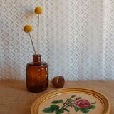 Amber Glass Carafe with Vintage Stopper