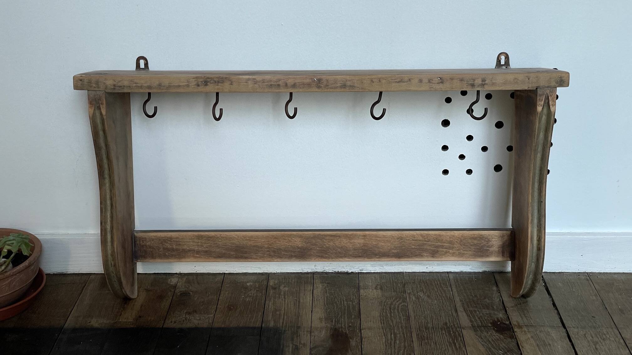 ETAGERE Vintage 5 Crochets BOIS Brut