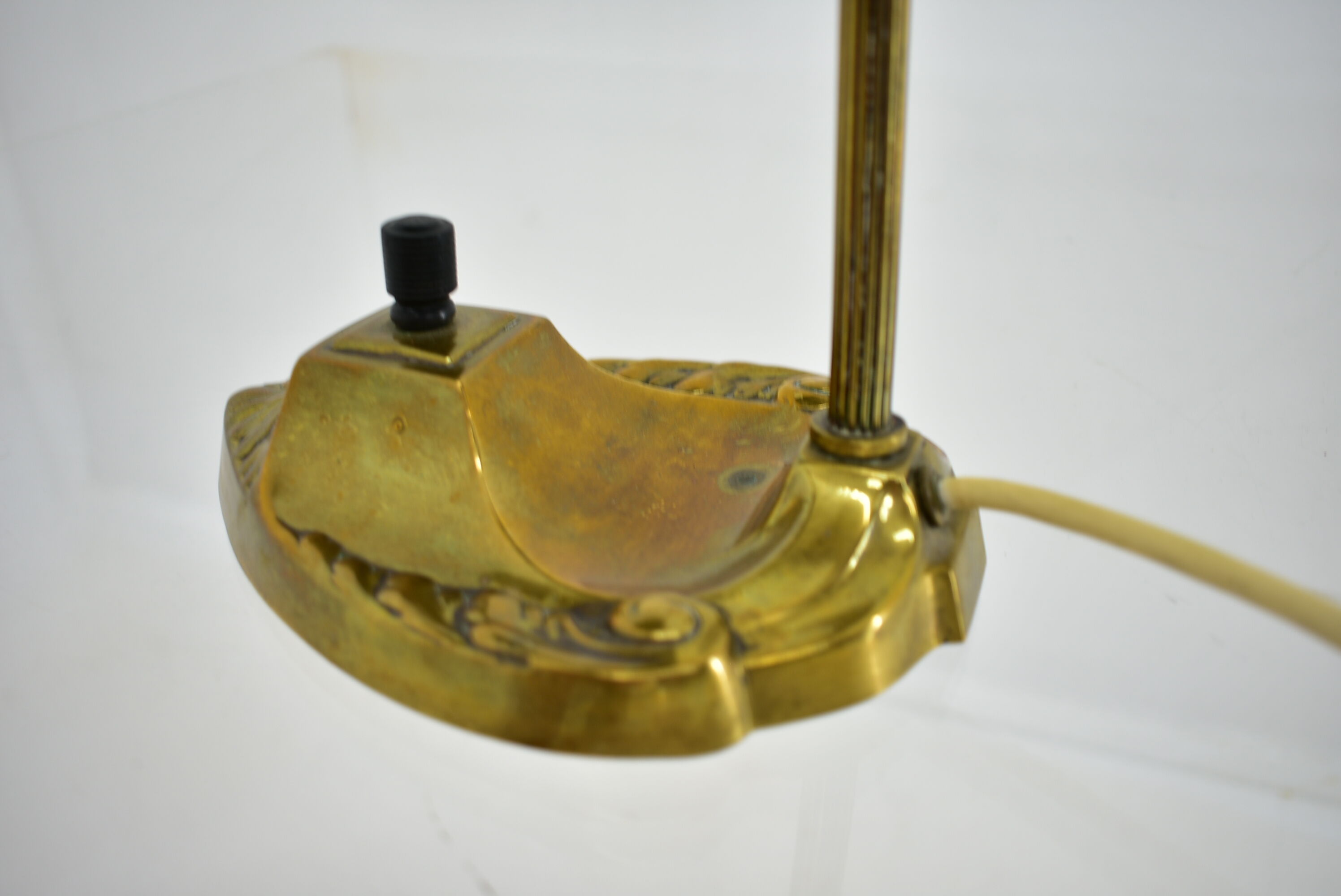 Brass Glass Vintage Table Lamp Style Vienna Secession, 1930s, Austria