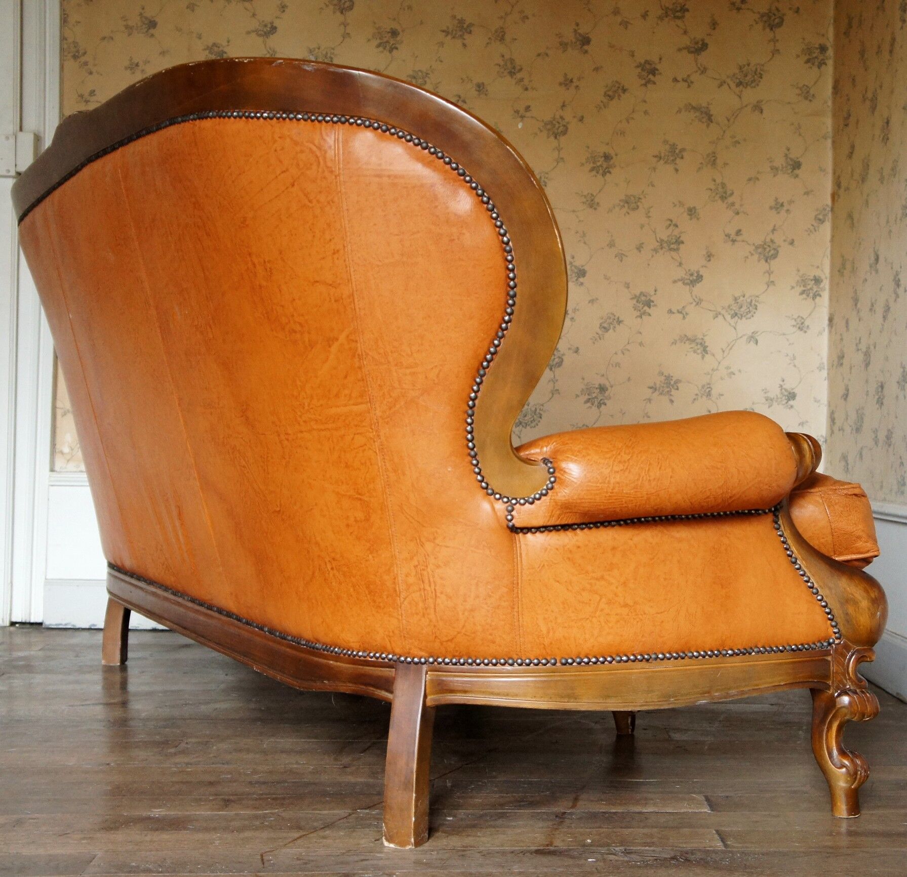 3-seater leather sofa cognac "Ilsat Salotti" Italy circa 1980