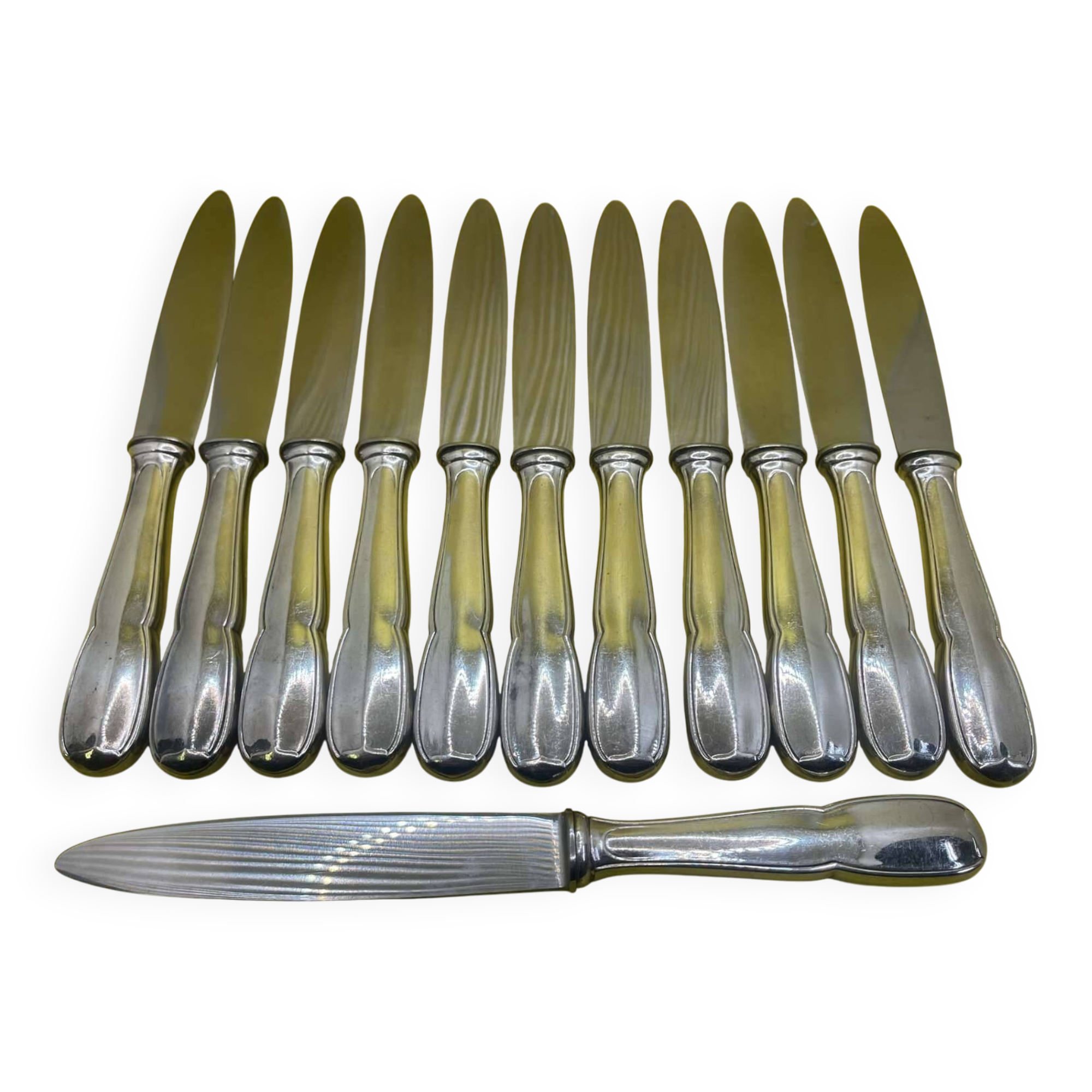 Set of 12 BOULENGER dessert knives in silver metal