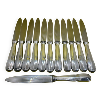 Set of 12 BOULENGER dessert knives in silver metal