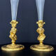 Paire de vases cornets en cristal taillé et bronze doré, de style Empi