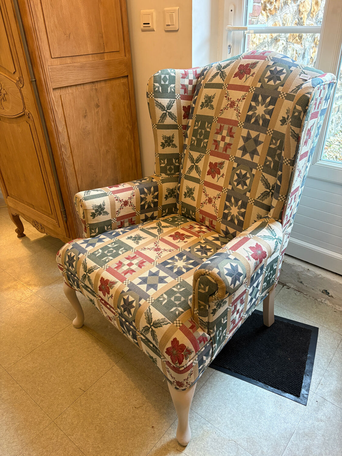 Patchwork wingback chair