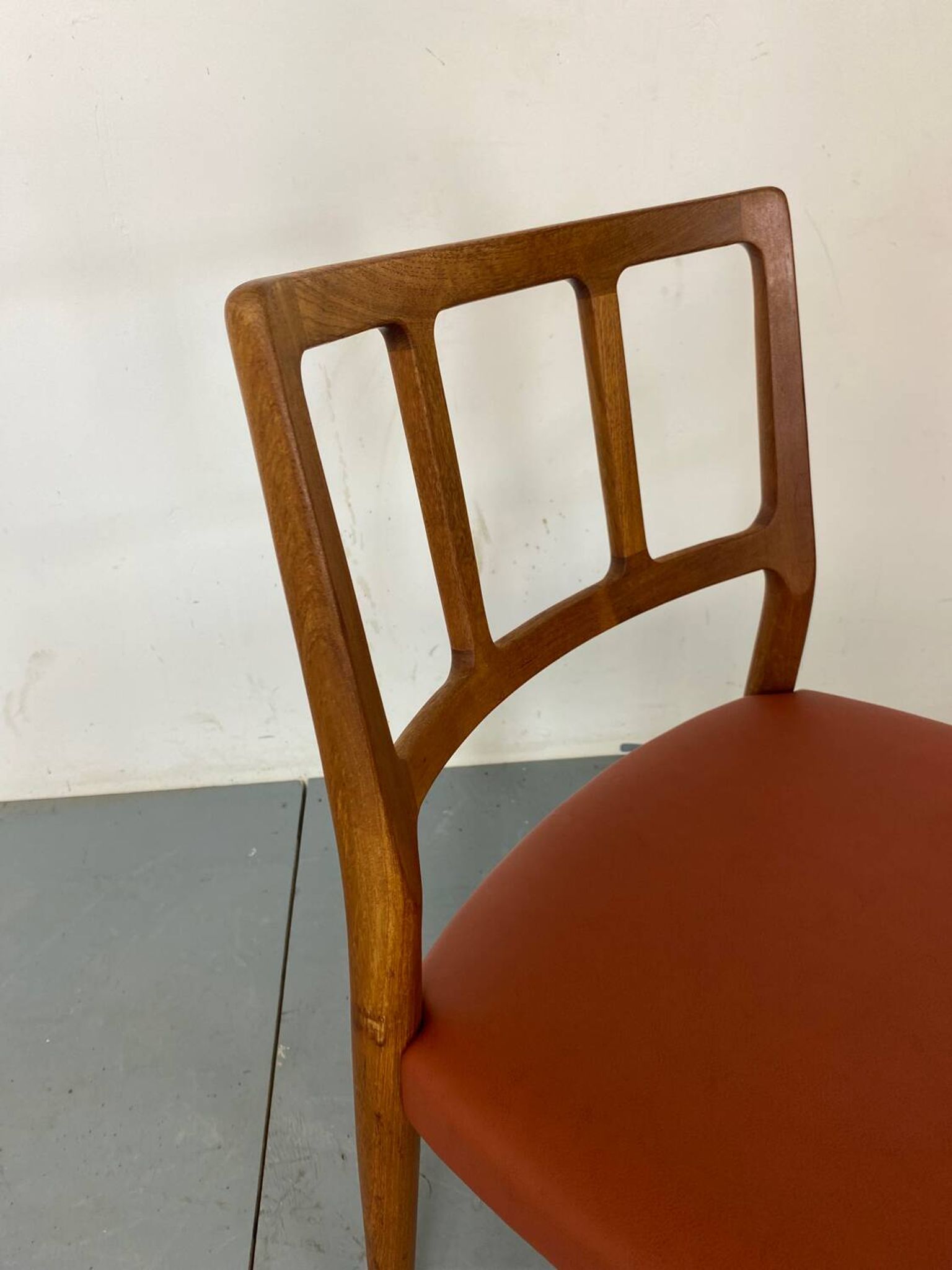 Mid-Century Danish Teak and Leather Dining Chairs by Johannes Andersen for Uldum Møbelfabrik, 1950s, Set of 4
